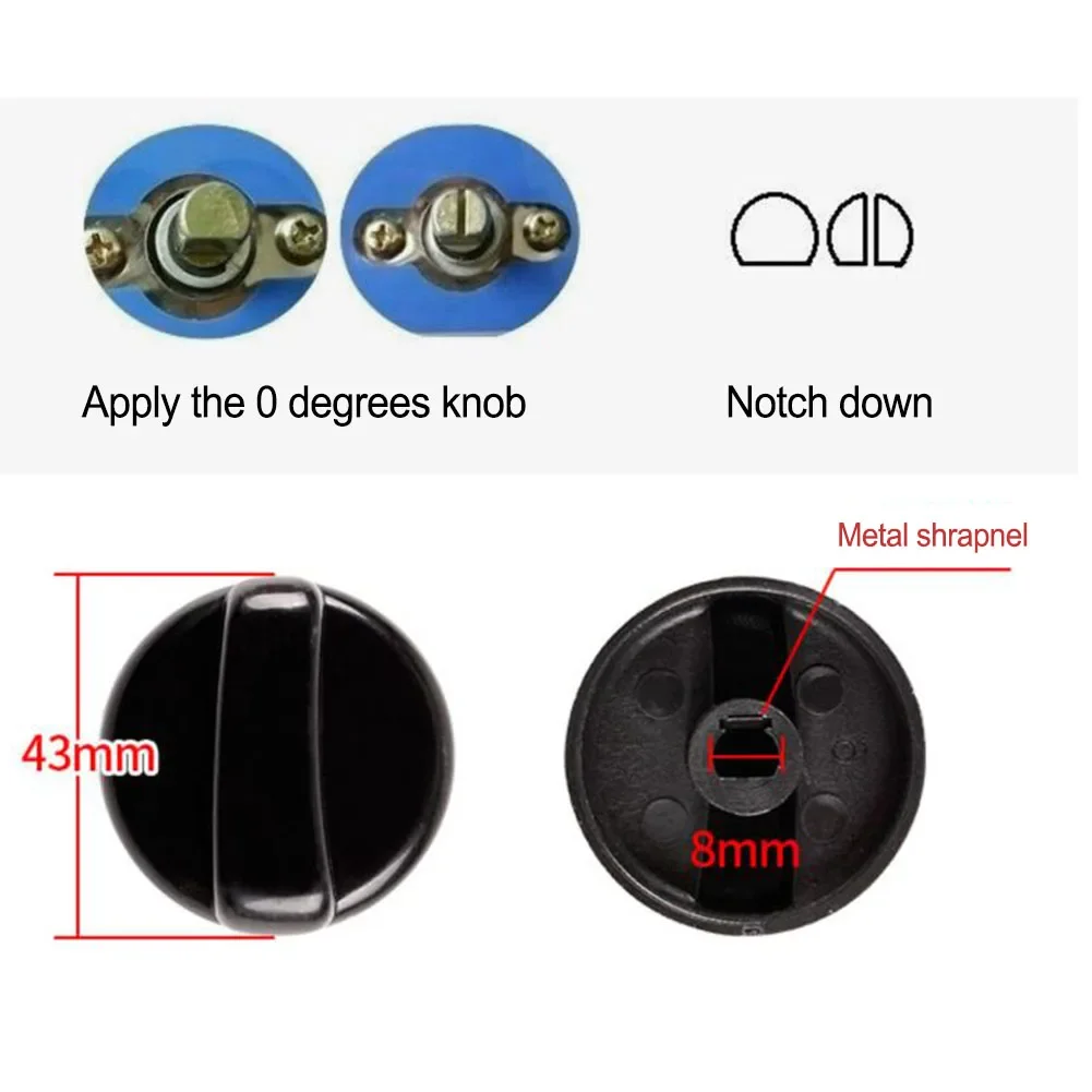 5 stks 8mm Vervanging Schakelaar Knop Gasfornuis Bedieningsknop Plastic Knop Algemeen Bereik Oven Knop Fornuis Kookplaat knop Voor Tafelmodel Brander