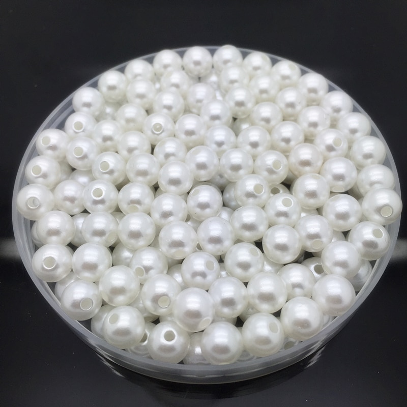 4mm-20mm białe kości słoniowej imitacje pereł okrągłe perły Spacer luźne koraliki DIY tworzenia biżuterii naszyjnik bransoletka kolczyki akcesoria