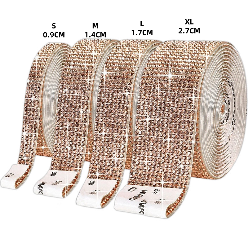1 Yard Crystal Diamond Sticker Rhinestone Strip Sheet Self Self Adhesive Ribbon DIY Handmade Arts Crafts Car Phone Decoration: 3mm / Brass