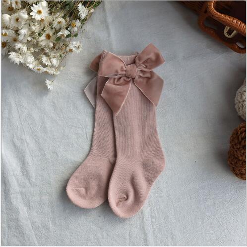 0-5 Jaar Herfst Winter Kinderen Meisjes Boog Tube Sokken Pure Kleur Kids Flanel Kids Sok