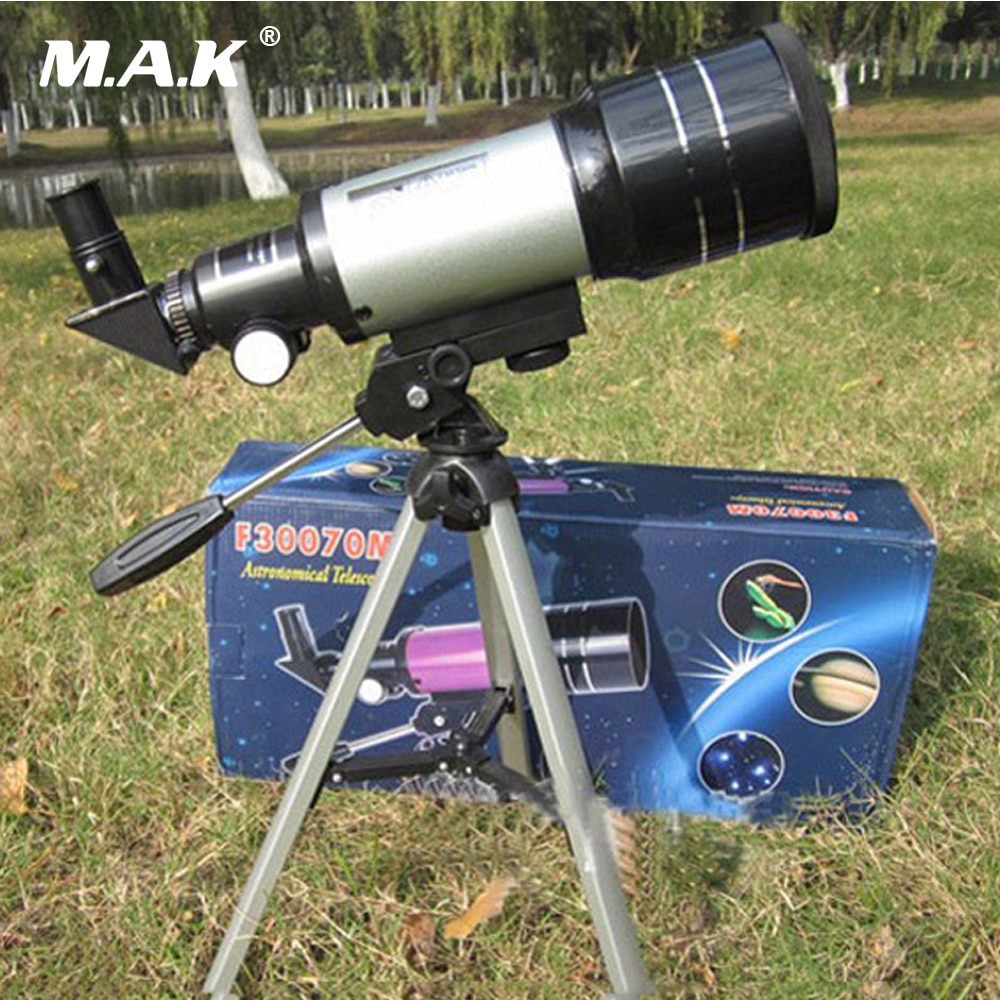 Telescopio Monocular astronómico F30070M plateado con trípode Barlow lente ocular Luna filtro para espacio astronómico