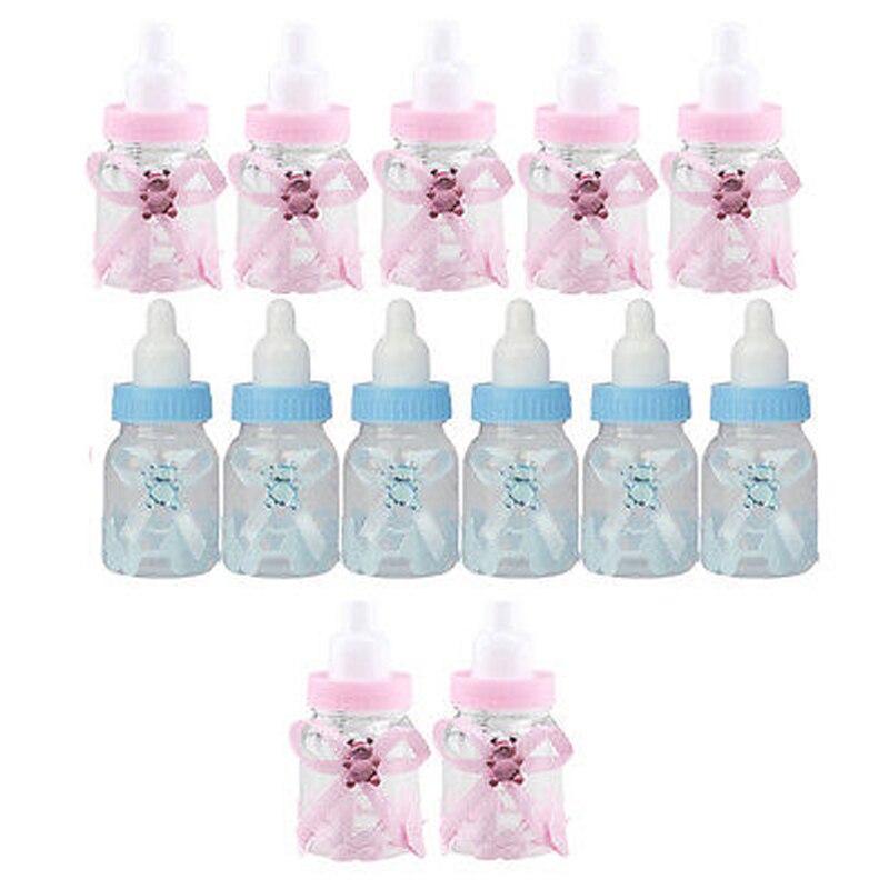 12 Uds. De biberones rellenables para Baby Shower caja de caramelos Favour de cumpleaños y bautizo caja de recuerdos de fiestas botella decoración recuerdo