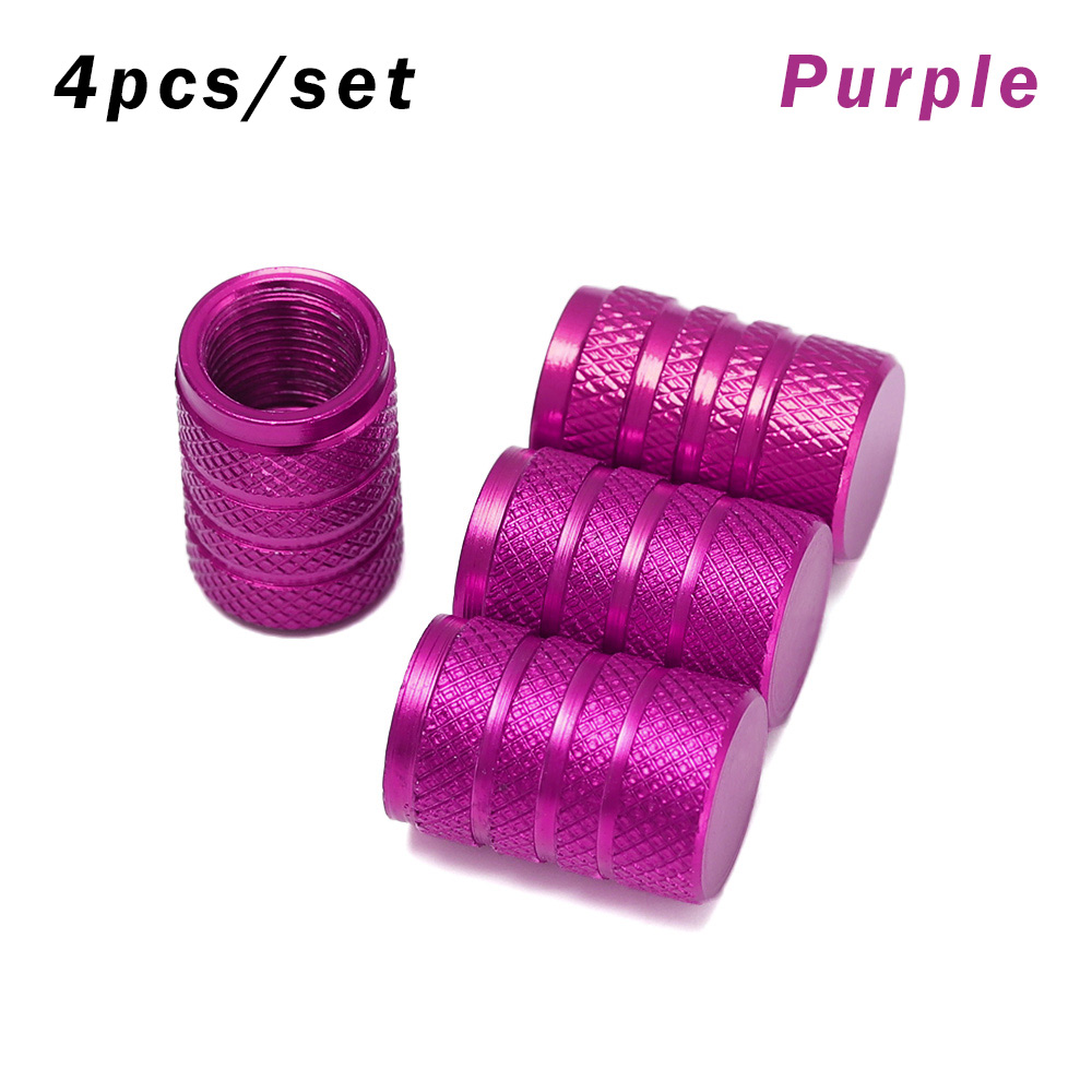 1/4Pcs Universal Dustproof Aluminium Alloy Bicycle Cap Wheel Tire Covered Car Truck Tube Tyre Bike Accessories: Purple