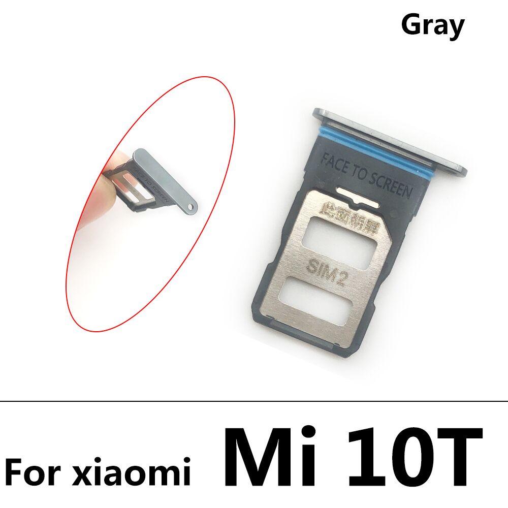 10Pcs/Lot, SIM Card Reader Holder Reader Slot For Xiaomi Mi 11 Mi11 MI 10T Mi10T Replacement Parts: Mi 10T Grey