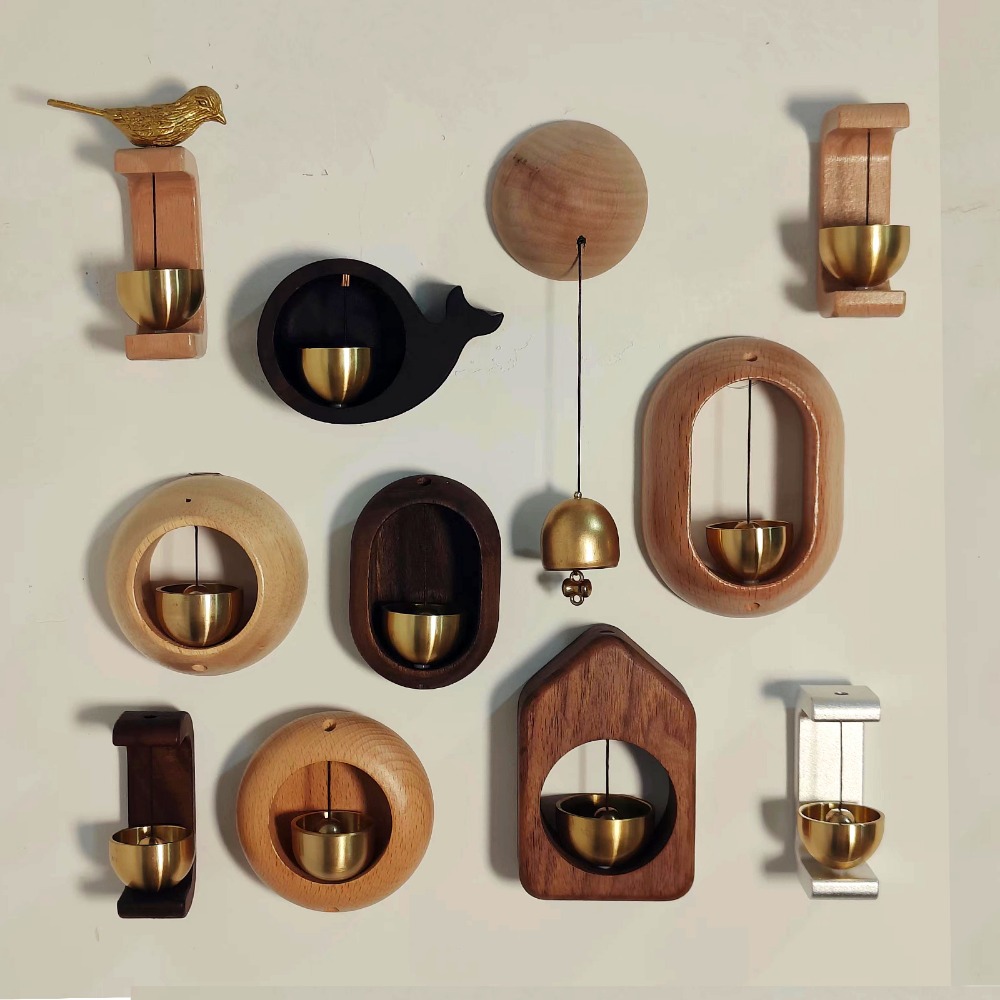 Campanas de viento de madera, timbre inalámbrico, timbre de puerta de entrada, campana de viento decorativa para decoración colgante de apertura del hogar