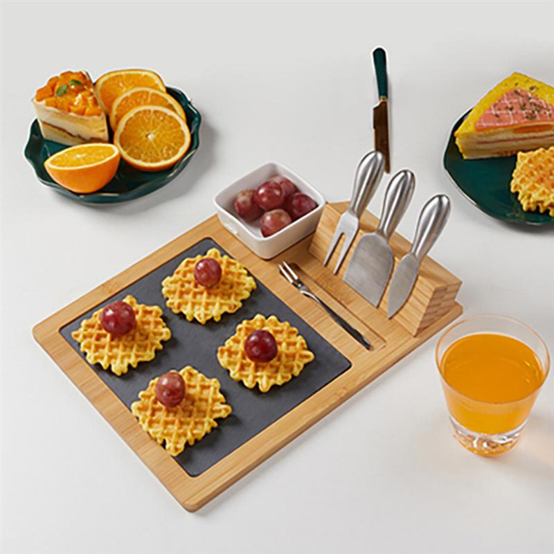 Bamboo Cheese Board Set With Stainless Steel Cutters Home Chopping Board Cheese Board Cheese Board With Cutter