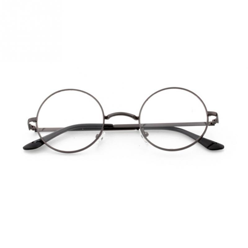 Round Metal Decorative Plain Eyewear Glass Unisex Optical Glasses UV Protective Windproof Eyeglasses: Gray