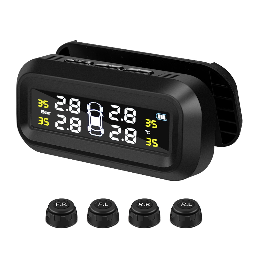 Sensor de presión de neumáticos TPMS para coche, carga Solar USB, sistema de monitoreo Psi, herramienta de alarma de seguridad para neumáticos, sensores de presión para neumáticos en tiempo Real presion neumaticos: G External sensors
