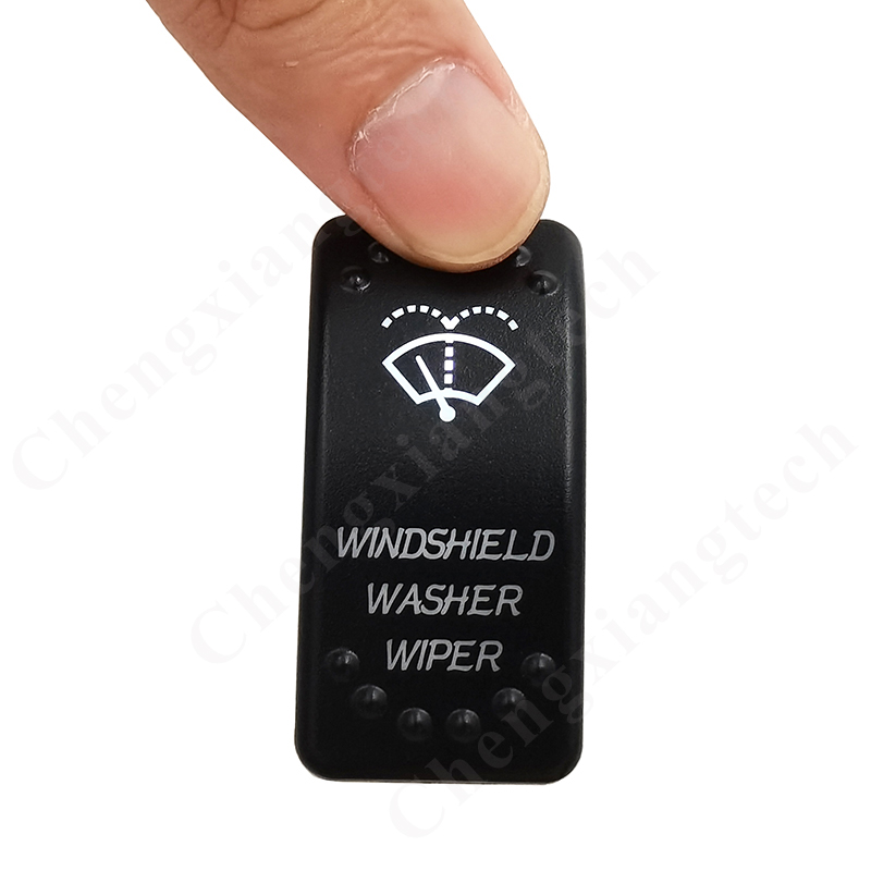 12V (On) Off On Rocker Switch Up Momentary -Windshield Washer Wiper- Waterproof IP68 White Led Light Automatick / Manual Switch