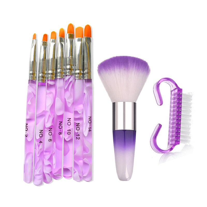 Addfavor 15 stk akryl neglekunst pensel uv gel polish maleri tegne pensler pen negle prik kit ren pensel manicure værktøj sæt: Sætb 008