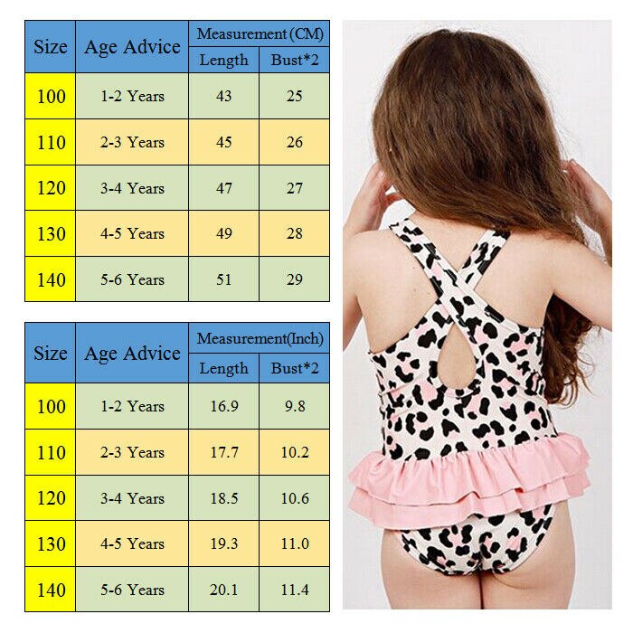 Barn jenter ett stykke leopardprint badetøy badedrakt bikini monokini sett