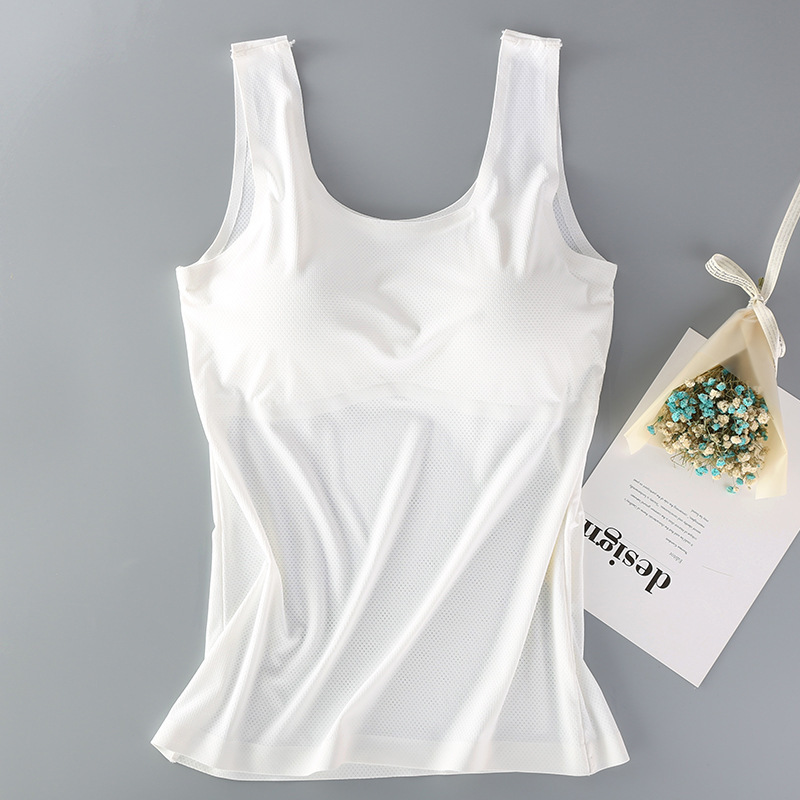 Gobetter ice silkki rintaliivit naisille hengittävät crop topit liivi rintaliivit pehmustetut saumattomat alusvaatteet fitness push up bralette toppi: Valkoinen