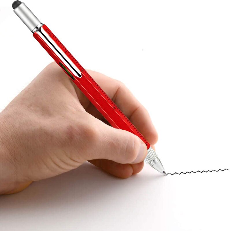 6-in-1-Multitool-Kugelschreiber руkuu Caneta 1 mm schwarze blaue Tinte Touchscreen-Eingabestift Bauwerkzeuge für Papa Ehemann Männer