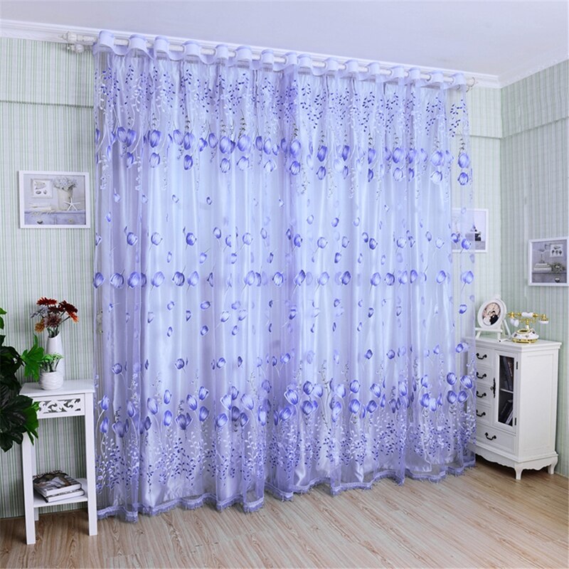 1pc moderne tulpvormige raamschermen voor woonkamer, slaapkamer, deur, keuken, gordijn, decoratiebenodigdheden voor thuis: Paars