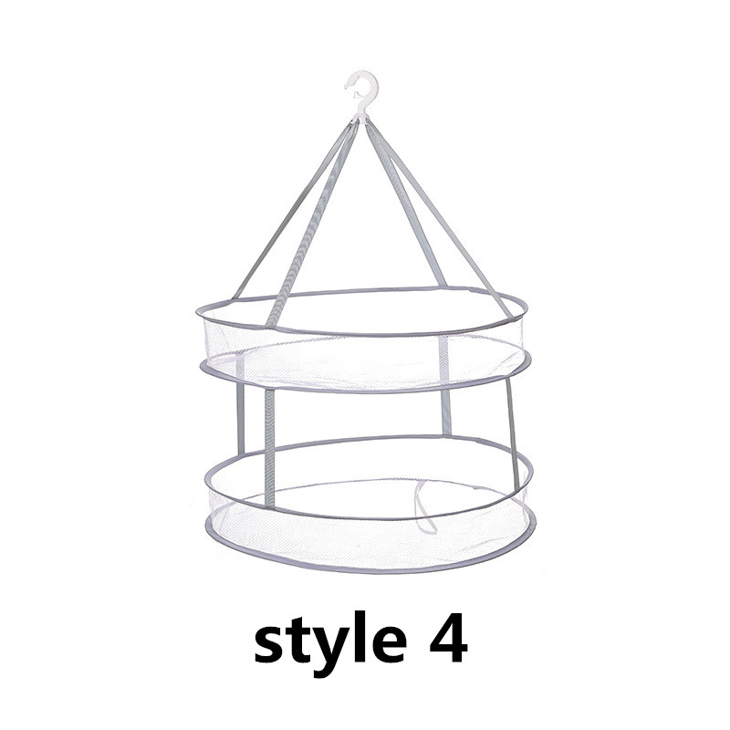 1/2/3 Layer Folding Clothes Drying Rack Hanging Clothing Basket Dryer Toys Socks Drying Net Solid Mesh Laundry Basket Household: style 4