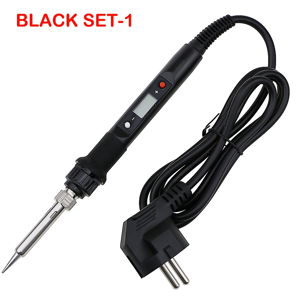 80W Lötkolben Digitale Einstellbare Temperatur Elektrische Solder Station Schweißen Werkzeuge Kit 220V 110V Rework Entlöten Reparatur: 220V EU Plug / Black SET-1