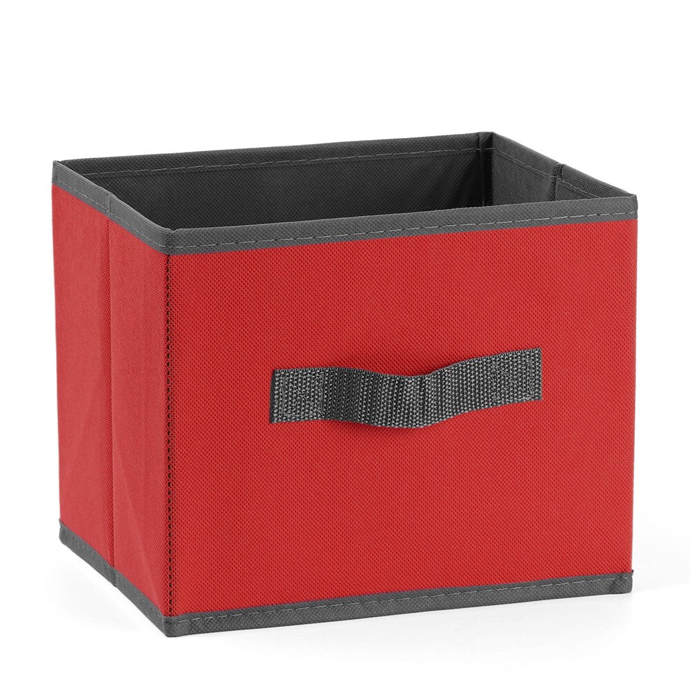Canvas Foldable Square Felt Home Storage Collapsible Basket Bag Folding Box Nursery Underwear Magazine Organizer Laundry Basket: Red