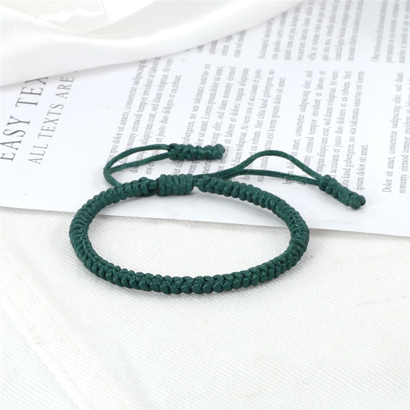 Pulseira trançada de fio verde, pulseira para homens, mulheres, tecido pela mão, corda da da sorte, pulseiras de oração, joias unissex