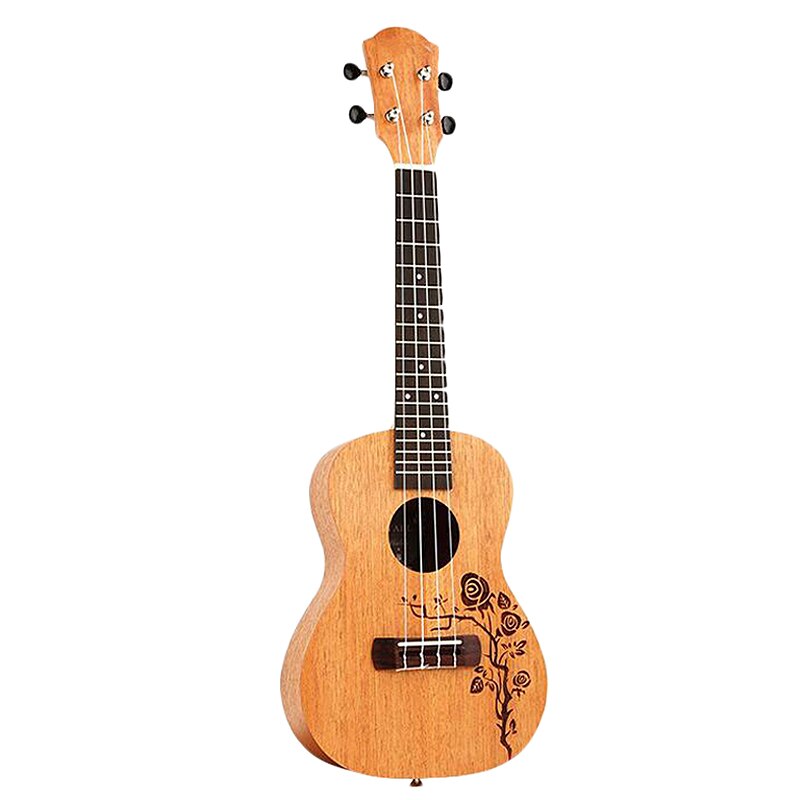 Ukelele de caoba de 23 pulgadas con 4 cuerdas de YAEL, diapasón de palisandro, guitarra acústica hawaiana, instrumento musical Rosevine: Default Title