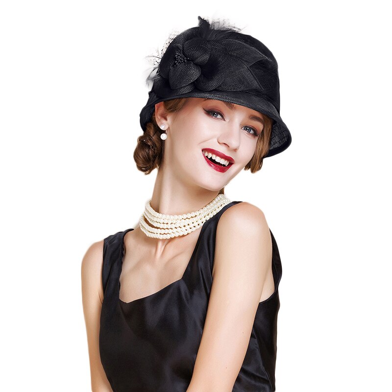 FS Sinamay-sombreros de flores para mujer, sombrero rosa de ala ancha, estilo Derby, tocado para boda, iglesia, , Chapeu femenino