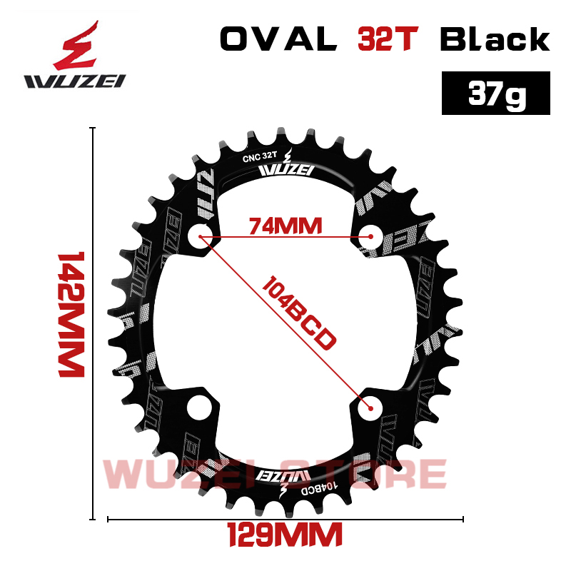 Wuzei Bcd Crown 104 łańcuch owalny bezpośredni montaż pojedyncza korona świeca Pe Monoplate Mtb korba 32 34 36 38 40 42 zęby łańcuch pierścień: Oval 104bcd 32T