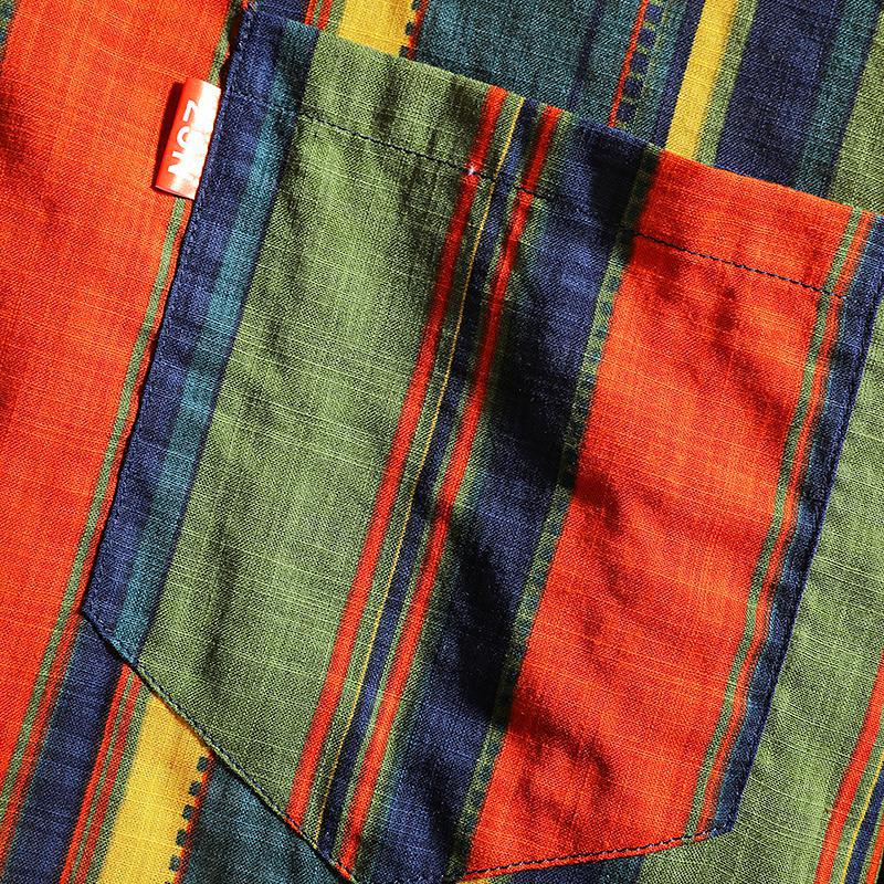 M -5xl vintage kortärmade skjortor för män plus storlek casual randig sommarskjorta regnbåge retro färgglada randskjortor xxxxxl