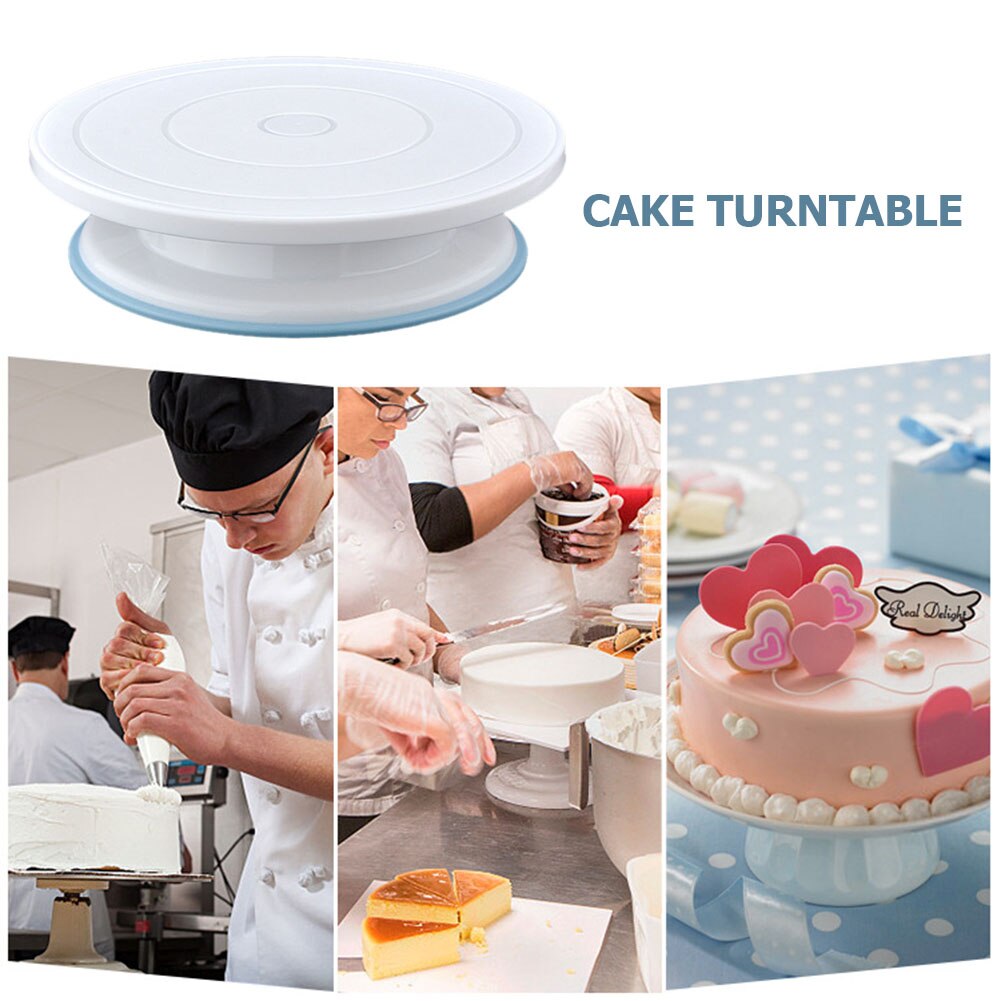 DIY Cake Turntable Baking Dishes Pastry Baking Tray Anti Slip Round Cake Stand Rotary Table Pan Cake Plate Rotating Turntable