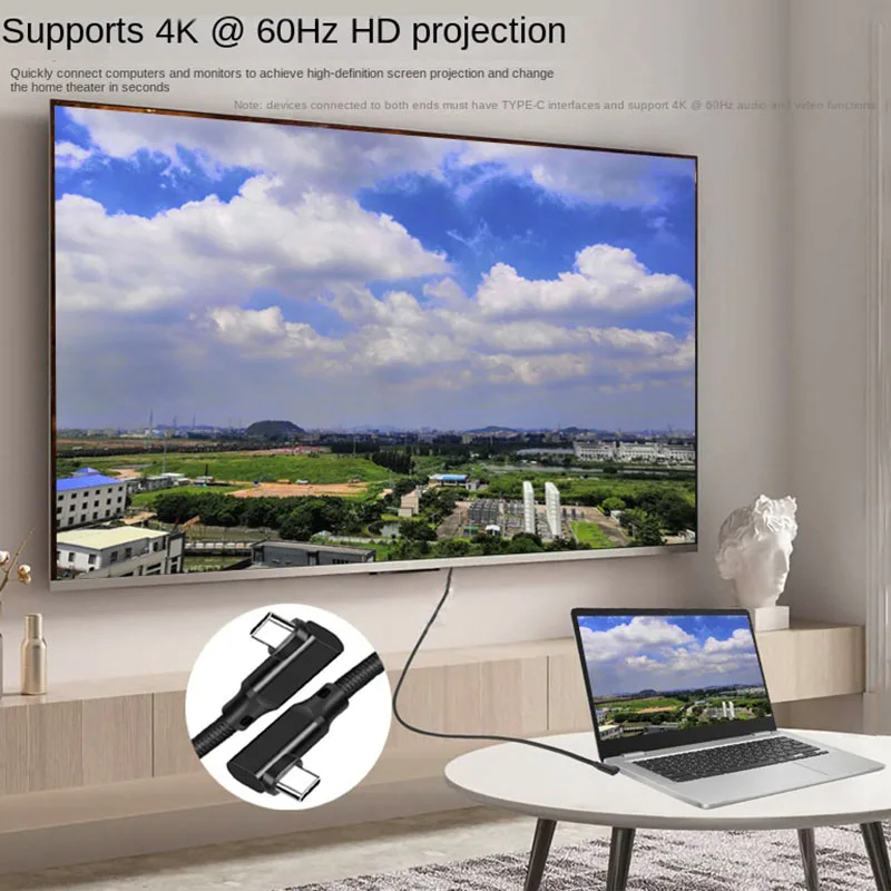 Hannord USB 3,2 Gen2 20Gbps VR tipo C Cable de enlace de datos VR USB C 4K 60Hz vídeo 90 grados 100W PD carga rápida para Quest 1/2