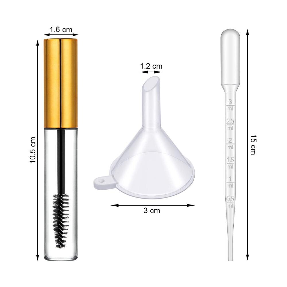 10ml 30 st tomma mascara tub stav påfyllningsbara mascara behållare ögonfrans creamtube flaska med 4 överföringspipetter  ,4 trattar
