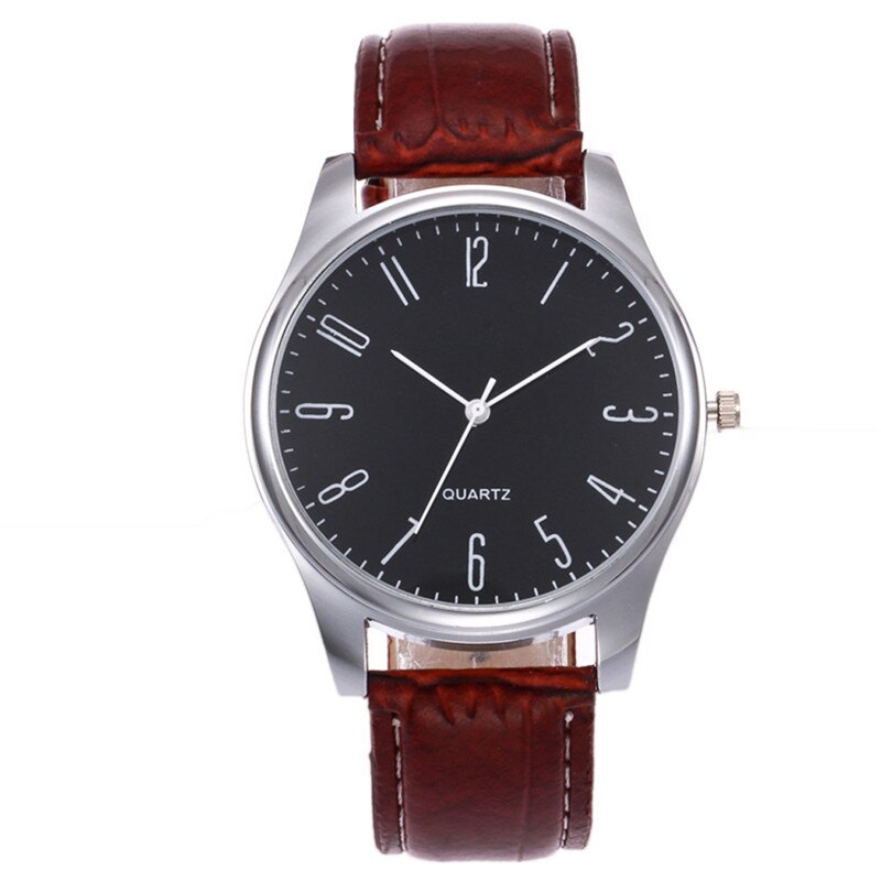 Mens Simple Business Leather Quartz Wrist Watch: C