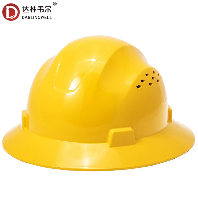 Full Brim Hard Hat Breathable Vents Safety Helmet High Strength Work Cap Shading Construction Railway Metallurgy Mine