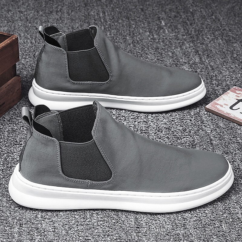 Manestøvle sommer efterår chelsea boots slip-on causal støvler komfortable åndbare vandrestøvler herre gummi ankelstøvler