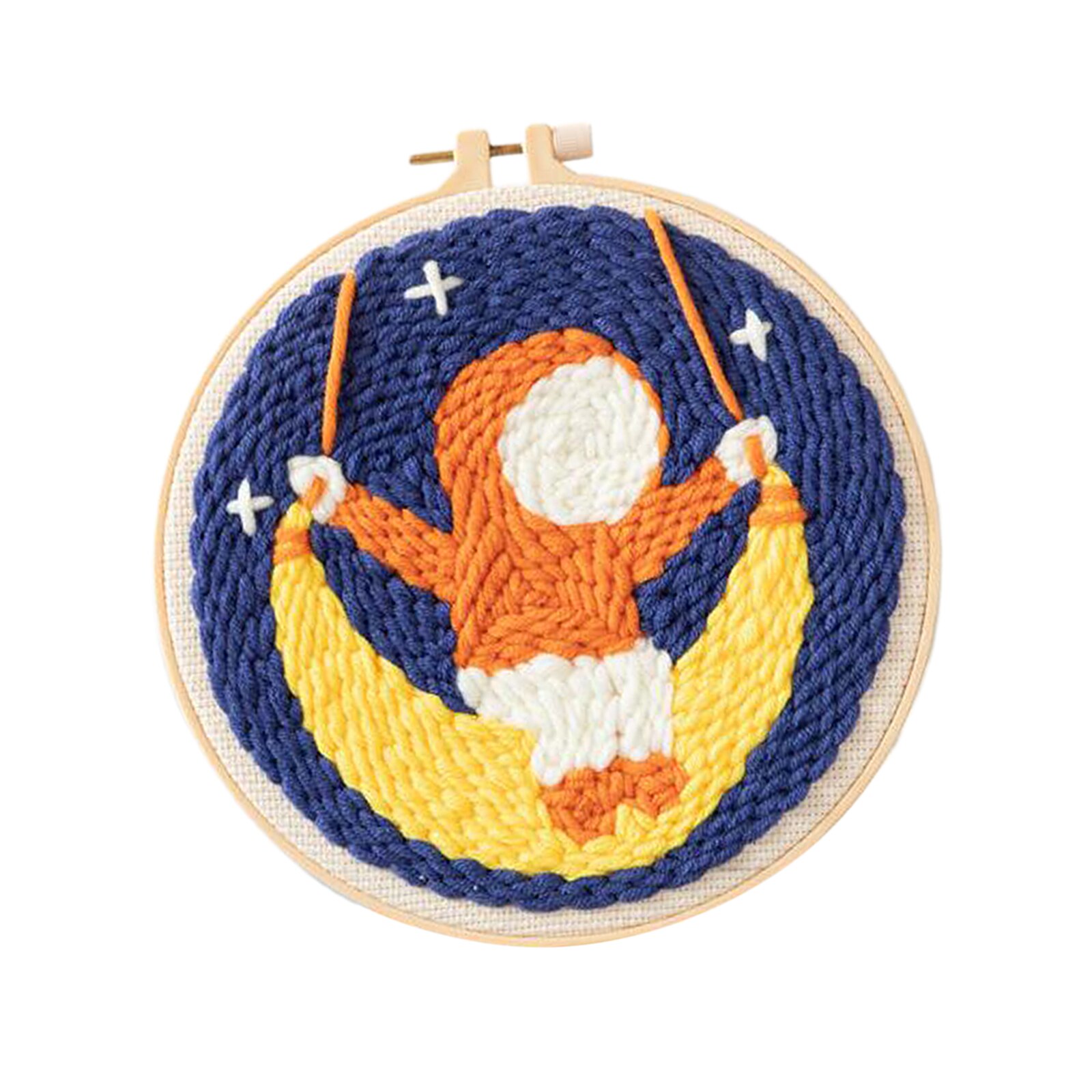 Moon Star Punch Needle Kit Soft Yarn DIY Needlework Embroidery Craft H: G