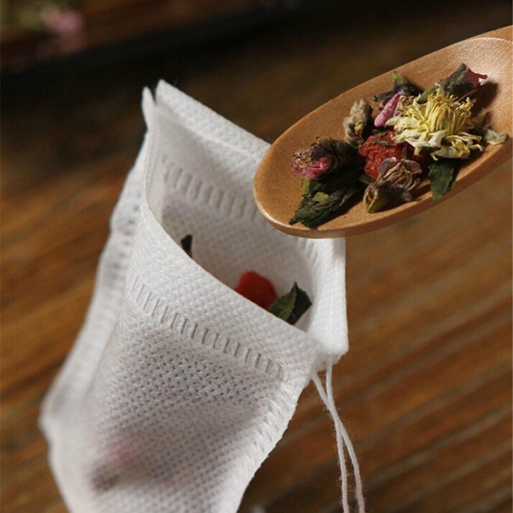N2HAO-bolsas de té desechables, bolsitas de té vacías con cuerda, bolsa de sellado para té, tela no tejida, papel, 100 Uds.