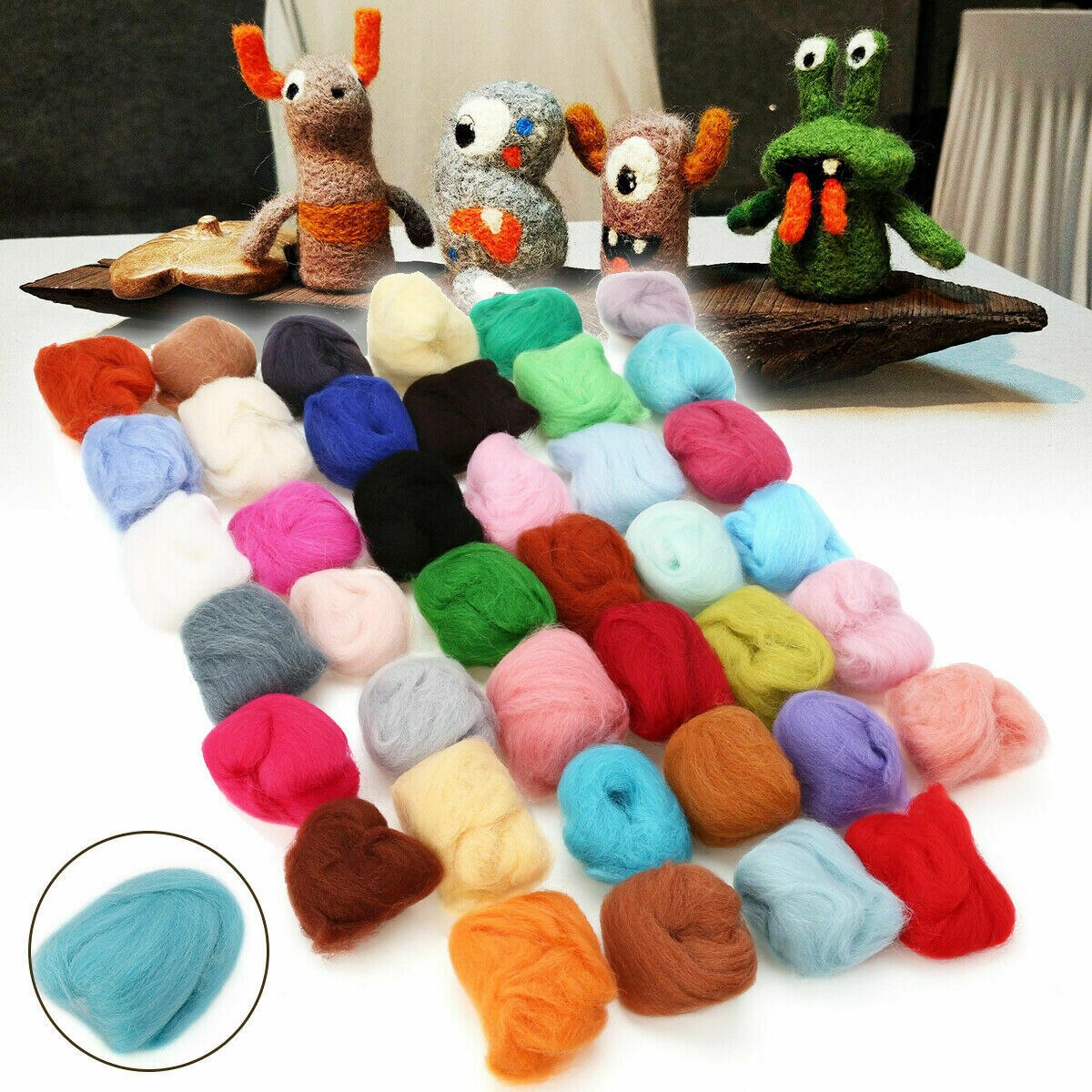 Kit de aguja para fieltro de lana, herramientas hechas a mano, paquete de aguja de fieltro, materiales de tela, accesorios, 7/40 colores: 40color 120g