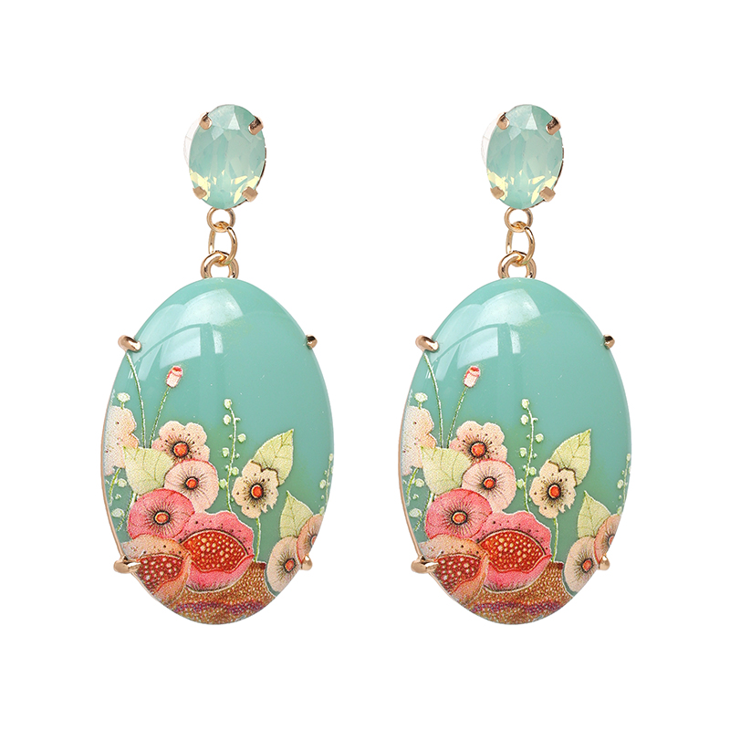 Jujia Bohemian Etnische Big Crystal Flower Oorbellen Bruiloft Sieraden Oorbellen Voor Vrouwen Party Brincos