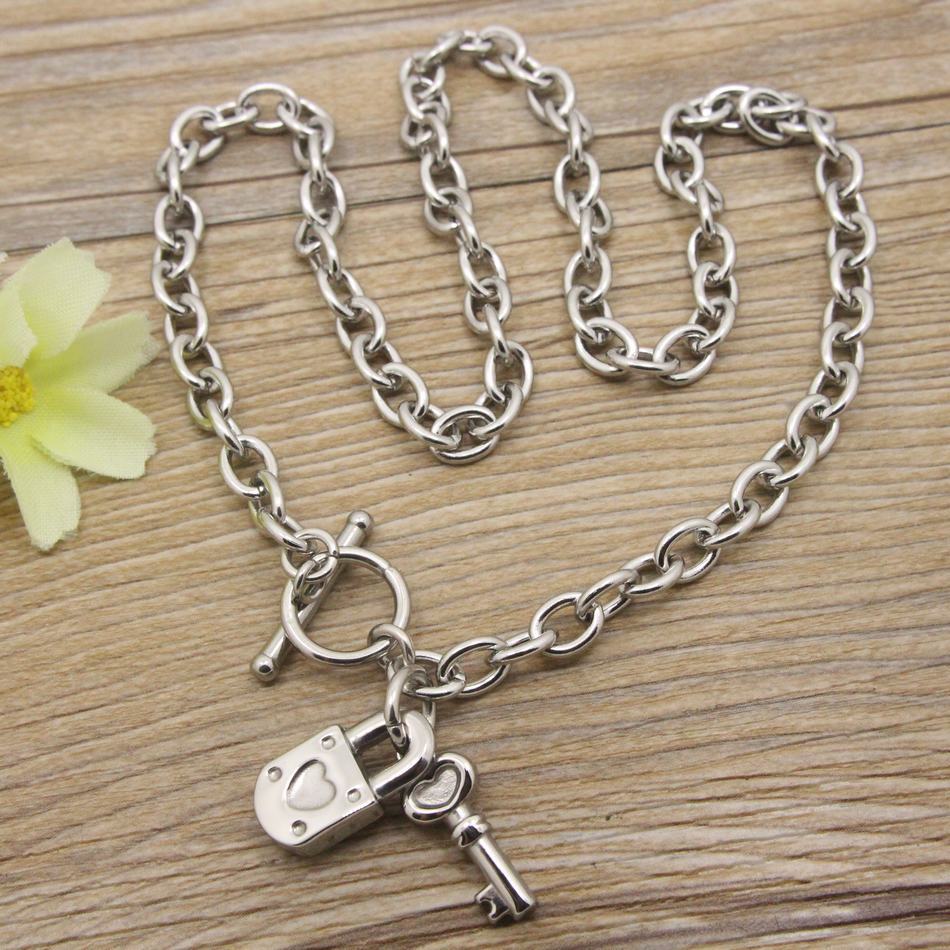 Rvs Vintage Sieraden Lock Imitatie goud en Zilver Kleur Armband + Ketting Supernova Sales SGEAAWCH