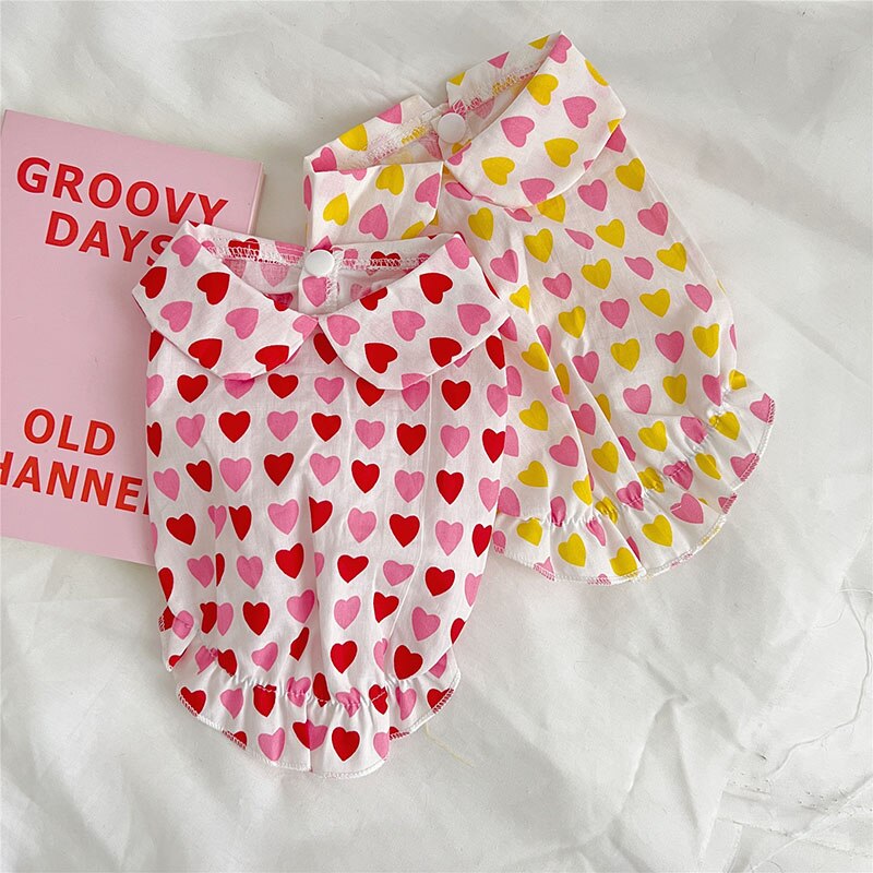 Chaleco fino de verano para mascotas, falda para perro, Collar de muñeca, vestido de amor de Color, vestido para perro pequeño, ropa para cachorro Chihuahua Yorkshire