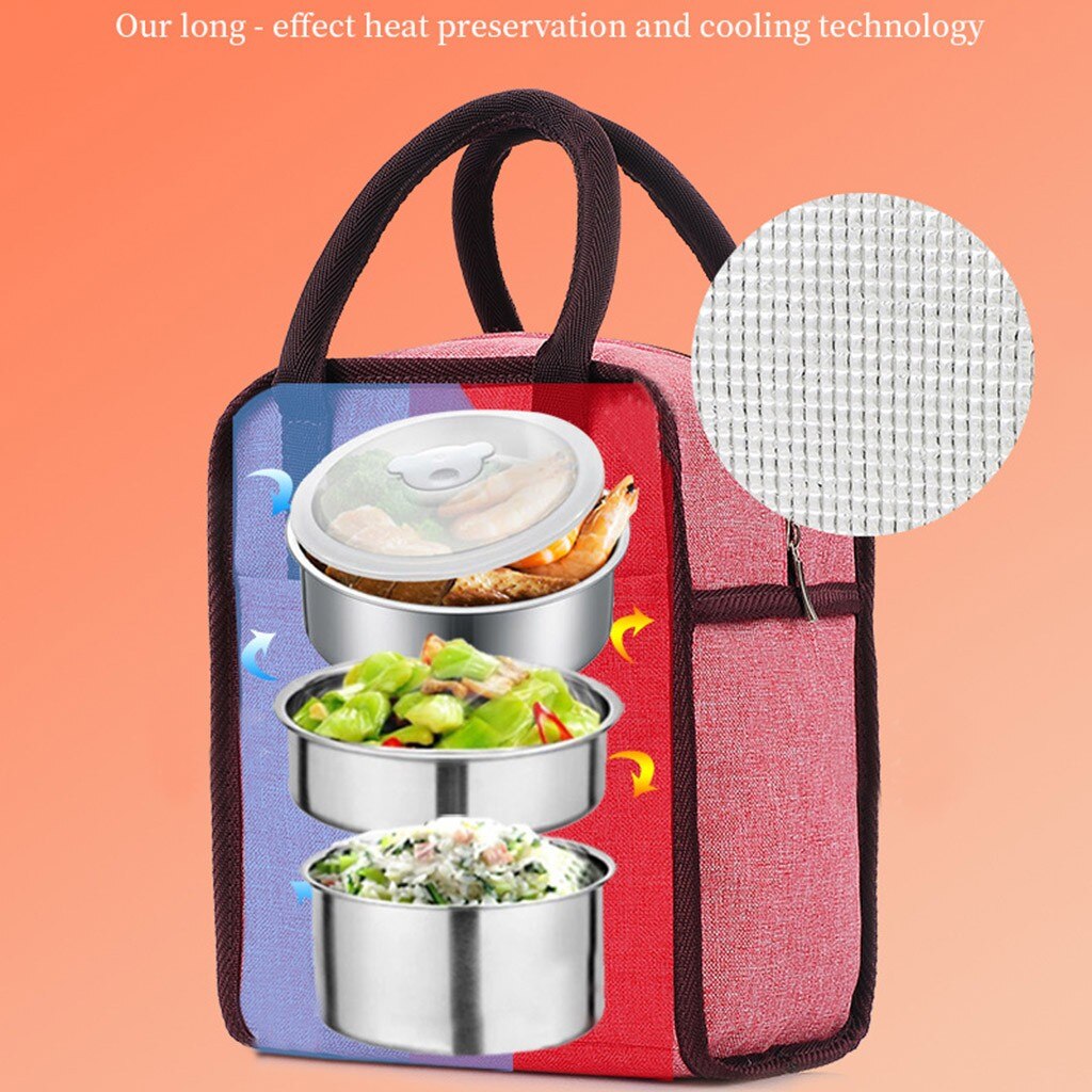 Portable Lunch Bag Thermal Insulated Lunch Box Tote Cooler Handbag Bento Pouch Dinner Container School Food Storage Bags