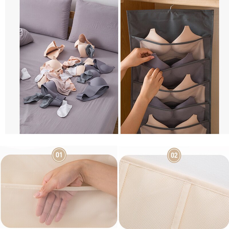 Double-sided Mesh Wardrobe Storage Hanging Organizers For Underwear Bra Socks Necktie Folding Closet Clothing Rack Hanger
