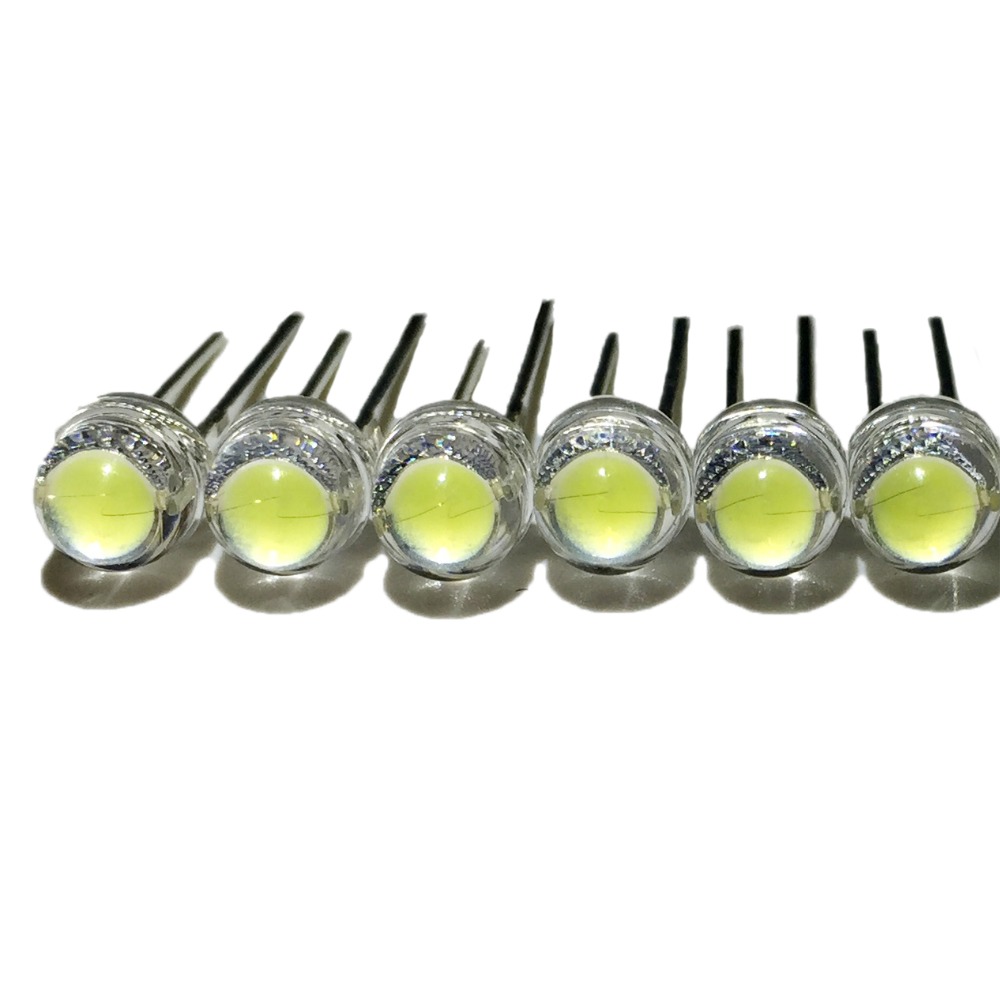 Lote de 20 unidades de abalorios para lámpara LED F5 de 5mm de color blanco, de 6 a 7LM, con chip de gran núcleo, diodos emisores de luz (LED) para DIY