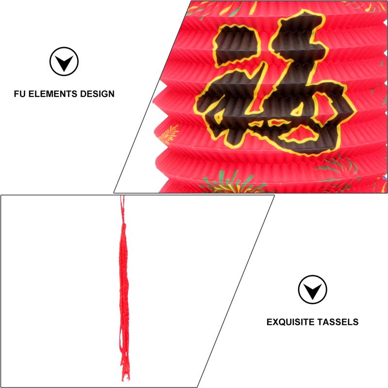 10PCS Chinese Year Spring Festival Paper Lantern Decorative Chinese Style Paper Lanterns Year Hanging Festive Decoration