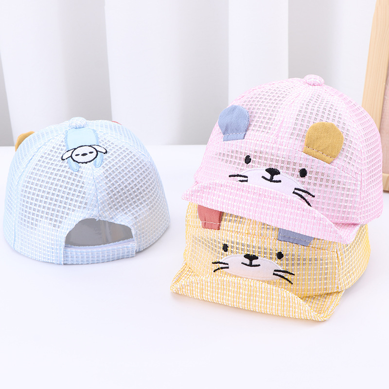 Cute Bear Baby Baseball Cap Summer Spring Cartoon Animal Soft Brim Adjustable Cotton Baby Hat Outdoor Children&#39;s Cap