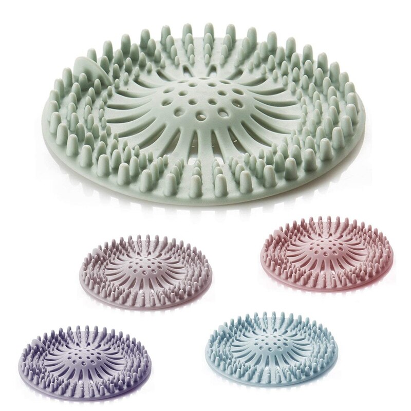5 Pack Hair Catcher Hair Stopper Shower Drain Covers for Bathroom Bathtub and Kitchen - Rubber Sink Strainer Silicone Filter Hom: Default Title
