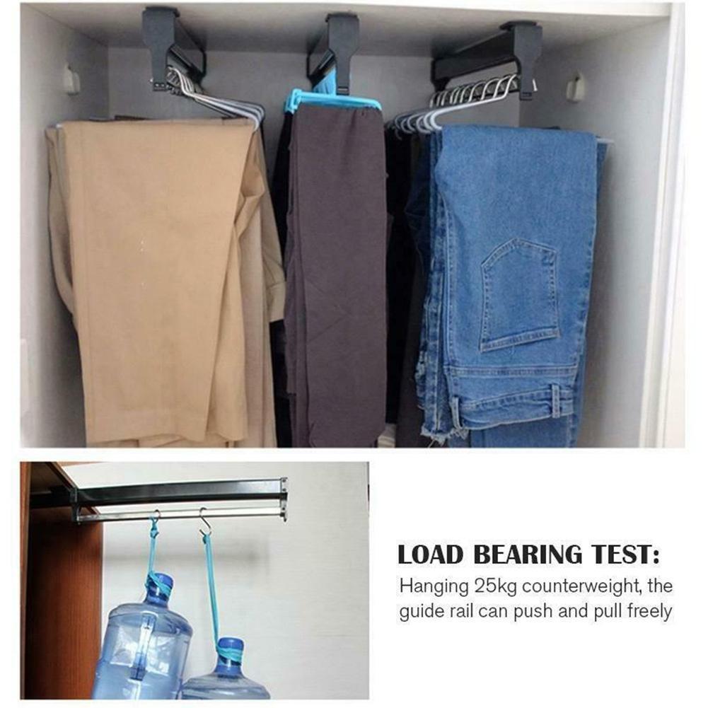 Heavy Top mount pull out pull-out closet hanger Rack Bar Duty Ball Rod Adjustable Bearing Slide Heavy Wardrobe Hanger K4U0