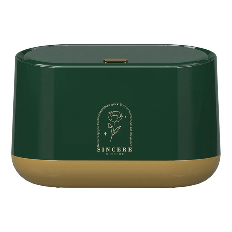 Kantoor Kaptafel Prullenbak Bureau Desktop Mini Bin Vuilnis Mand Emmer Kamer Kleine Smalle Deksel Vuilnisbak Prullenbak: Dark Green