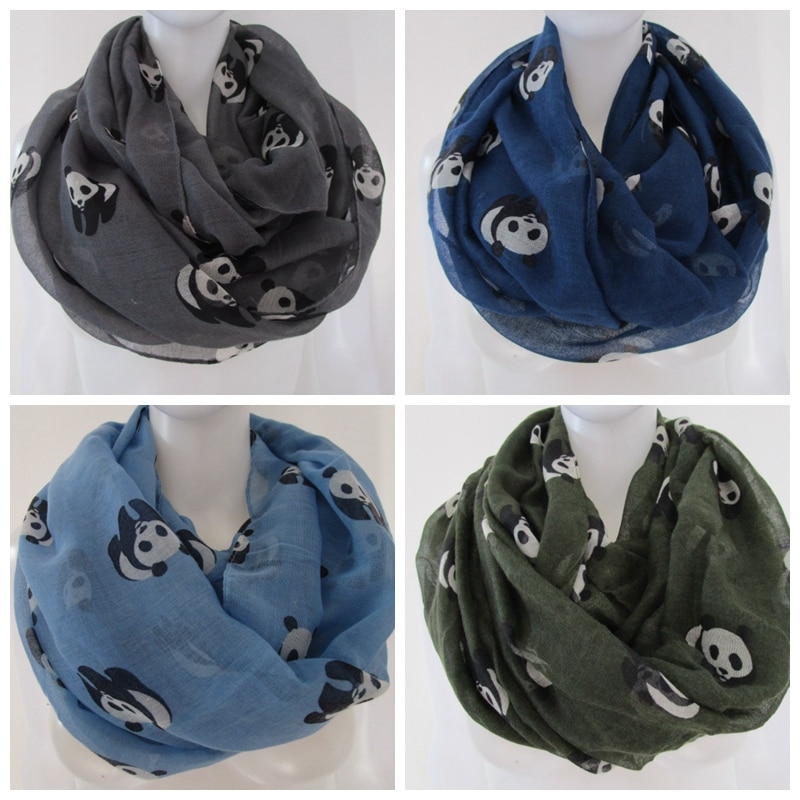 Foxmom – foulard tendance gris bleu Panda, écharpe Infinity Animal, pour femmes
