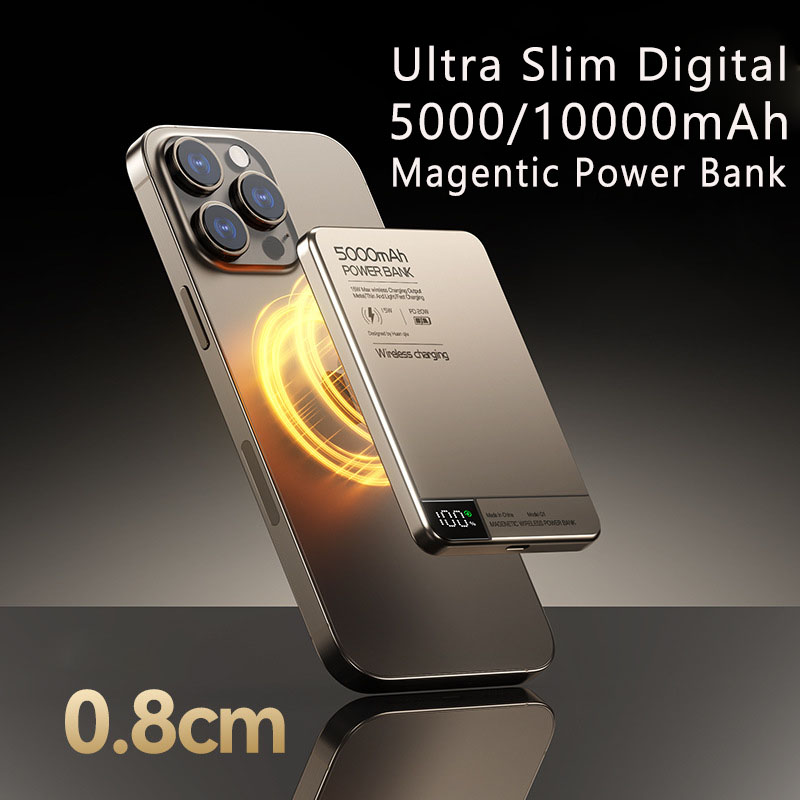 Magnetisk trådløs powerbank med hurtig opladning til magsafe, powerbank, iphone 16, 15, 14, 13, 12, 11 pro max , 10000 mah , pd20w, 