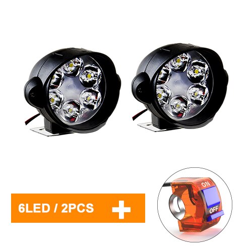 Accessoires de projecteur électrique de moto | Projecteur à Led 12V 6500K 6 Leds, feux de voiture, ampoules lumineuses pour moto tout-terrain: 2pcs 6 leds  orange