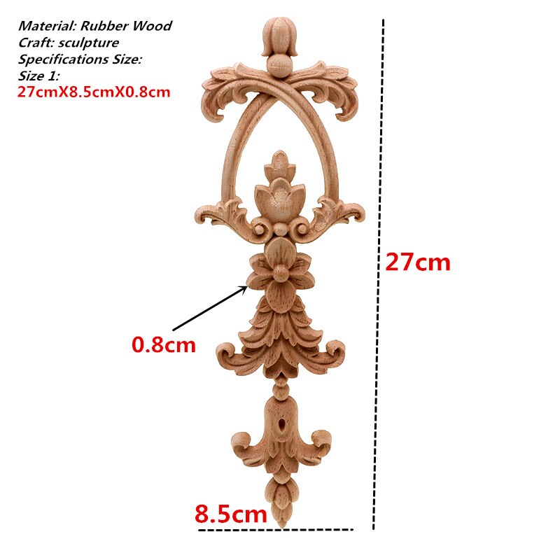 Europese applique massief hout lange stuk woondecoratie carve patronen of ontwerpen op houtwerk accessoires: 27X8.5cm